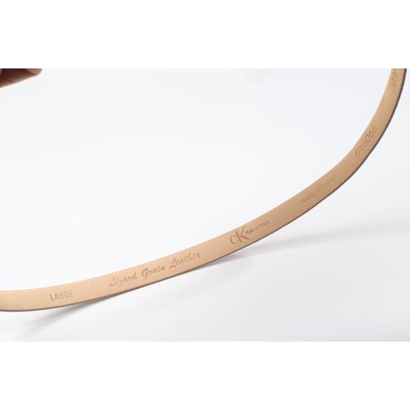 Vintage Calvin Klein CK Beige Lizard Embossed Leather Skinny Waist Belt Size L main image 7